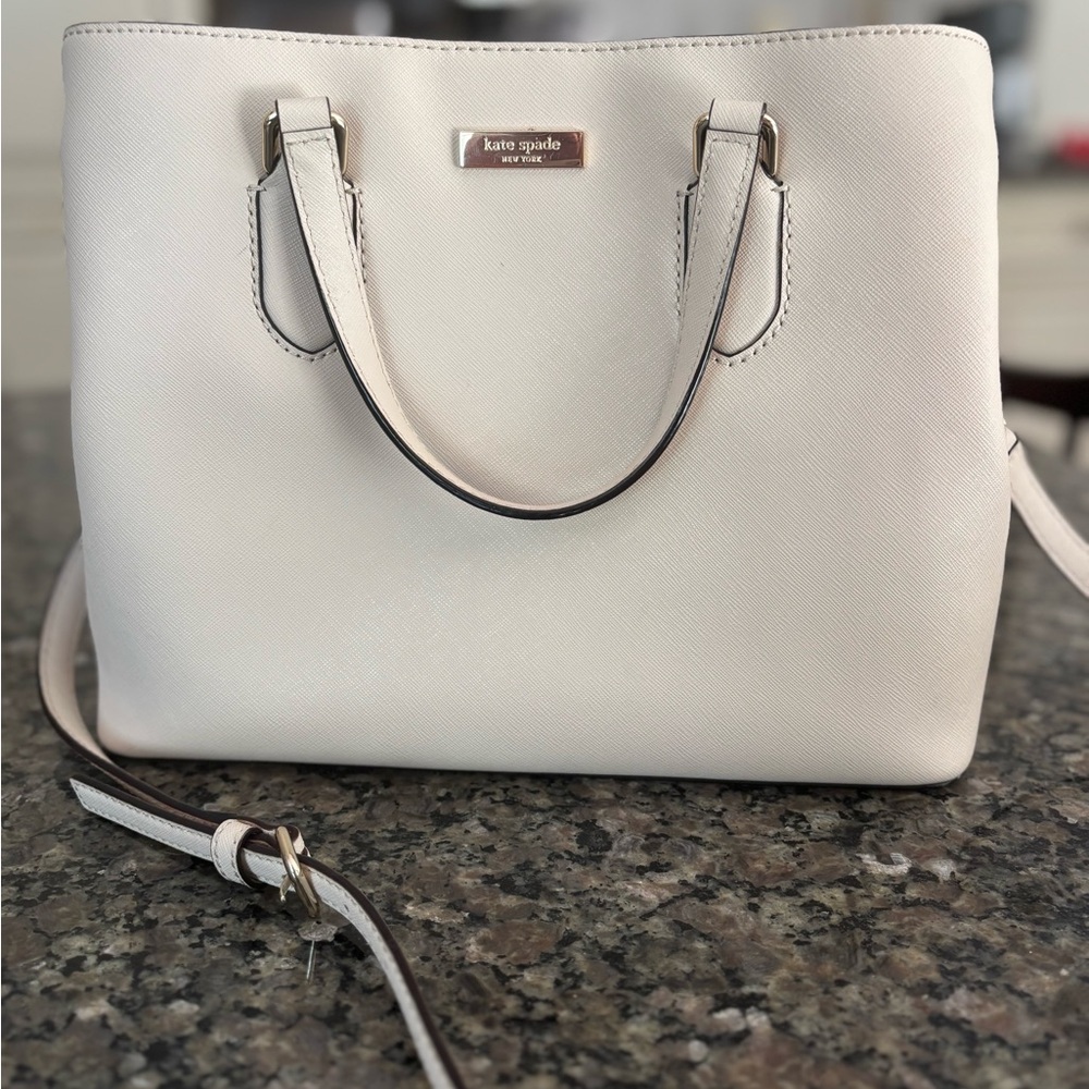 Kate Spade ♠️ Evangelie Laurel Way Satchel in Cream